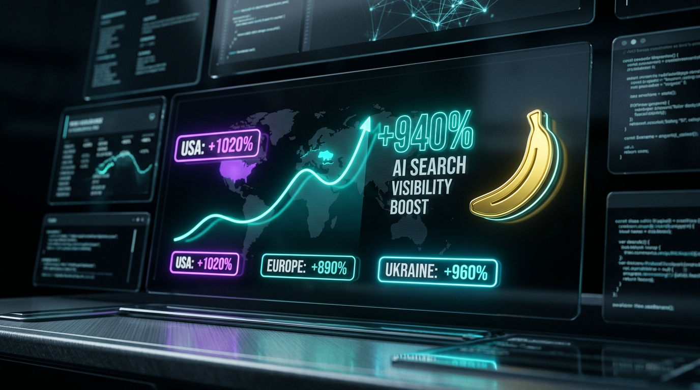 LLM SEO and GEO dashboard in Nano Banana style